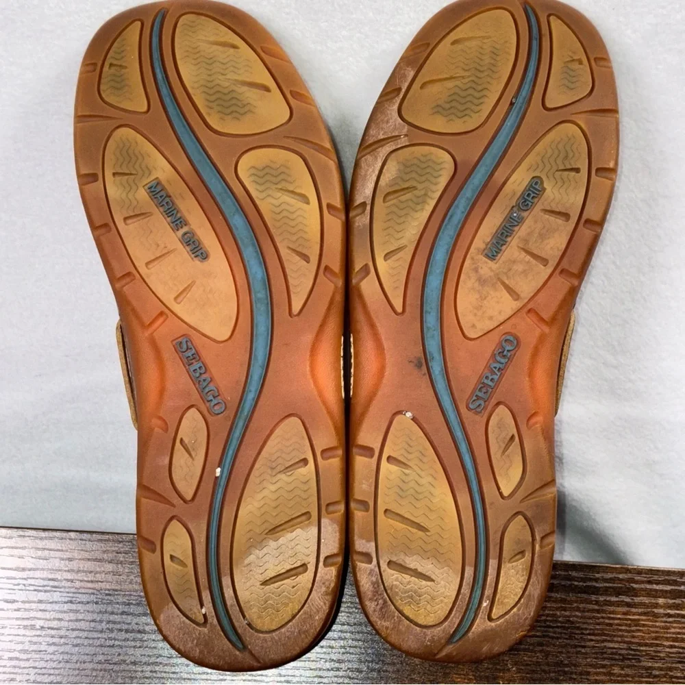Sebago Becket Mens Boat Shoes Casual Tan Size 9M Leather Loafers Preppy Sailing